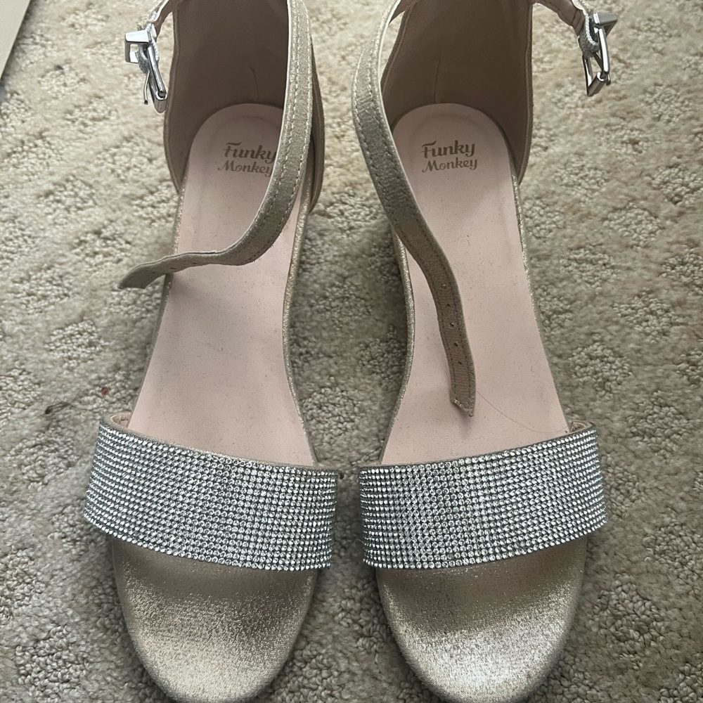 Silver Girls Sandals with heel